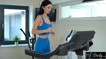 Voluptuous Simon Kitty engages in a strenuous sexual workout with her boyfriend on a treadmill